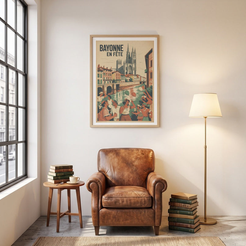 affiche bayonne style minimaliste vintage
