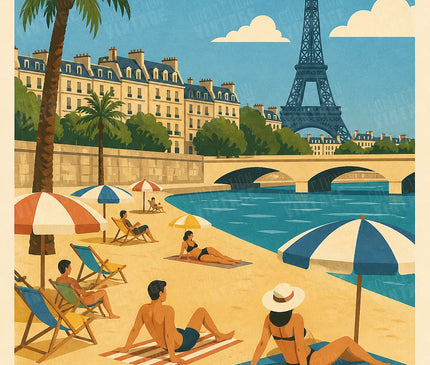 affiche paris plage vintage