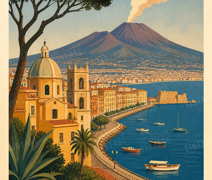 affiche naples places et fontaines