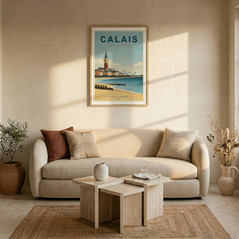 affiche calais style affiche de voyage ancienne