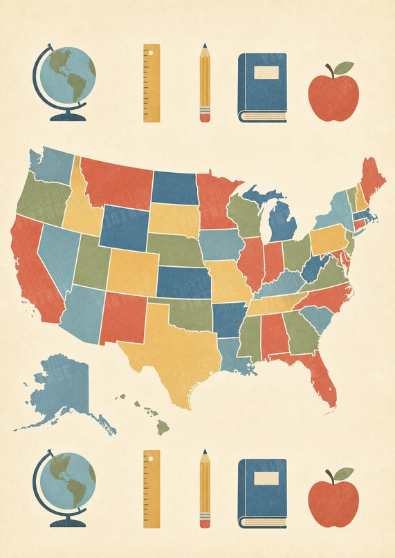 affiche etats unis affiche scolaire retro