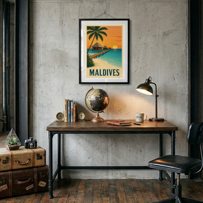affiche maldives océan indien