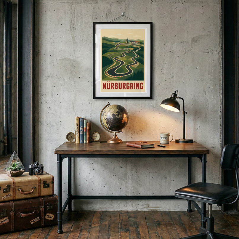 affiche nürburgring pour passionné de circuit