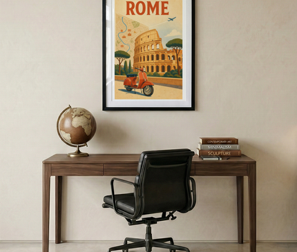 affiche colisée ancienne carte de rome