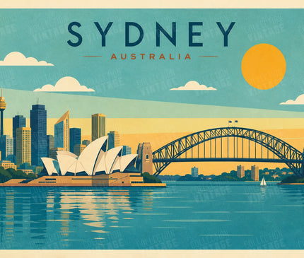 affiche sydney vue panoramique colorée
