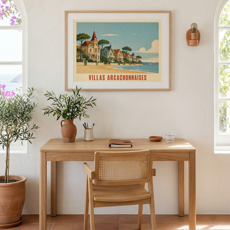 affiche vintage villas arcachonnaises