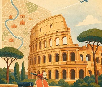 affiche colisée ancienne carte de rome