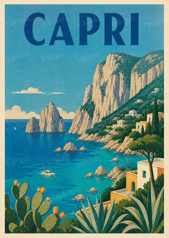 affiche capri italie vintage