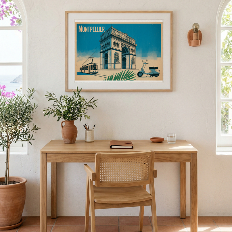 affiche montpellier affiche minimaliste line art