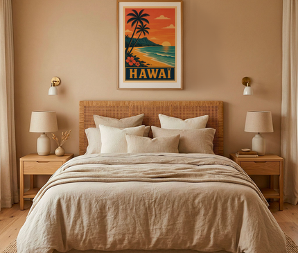 affiche hawai voyage retro