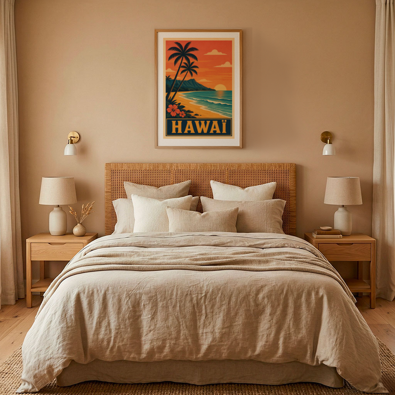 affiche hawai voyage retro