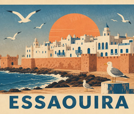 affiche essaouira mouettes vintage