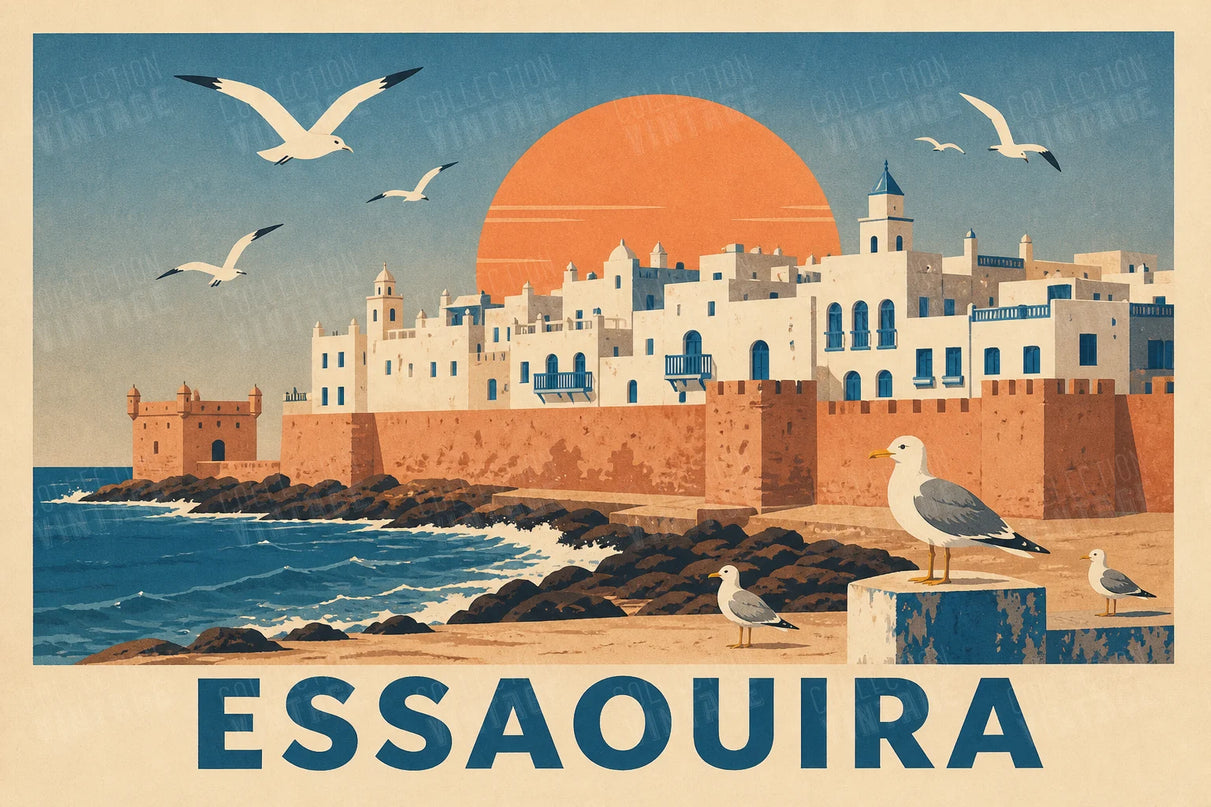 affiche essaouira mouettes vintage