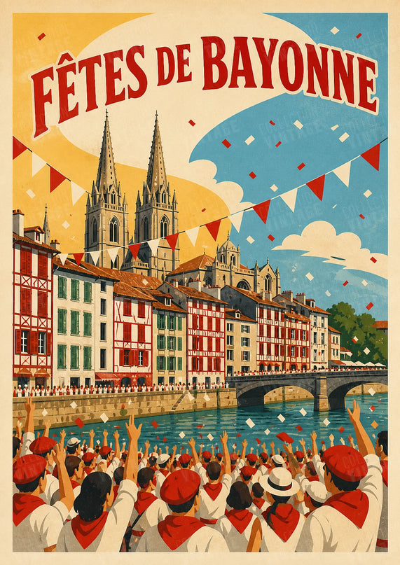 affiche fêtes de bayonne style ancien