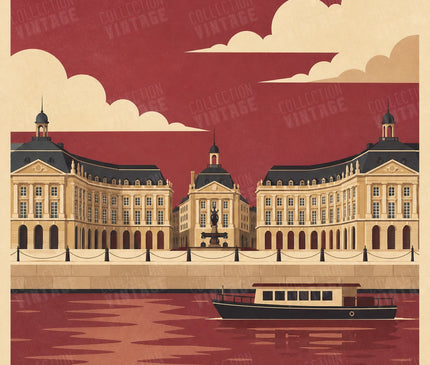 affiche bordeaux style carte postale vintage