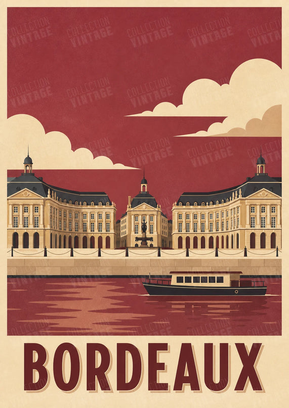 affiche bordeaux style carte postale vintage