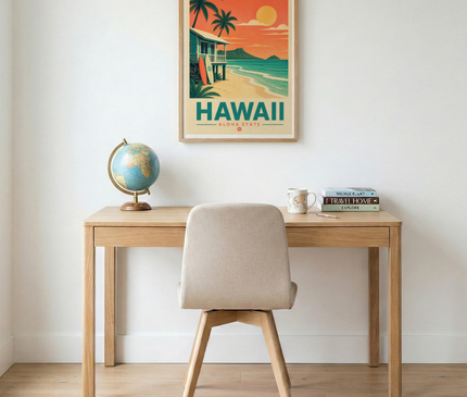 affiche hawai deco style bord de mer