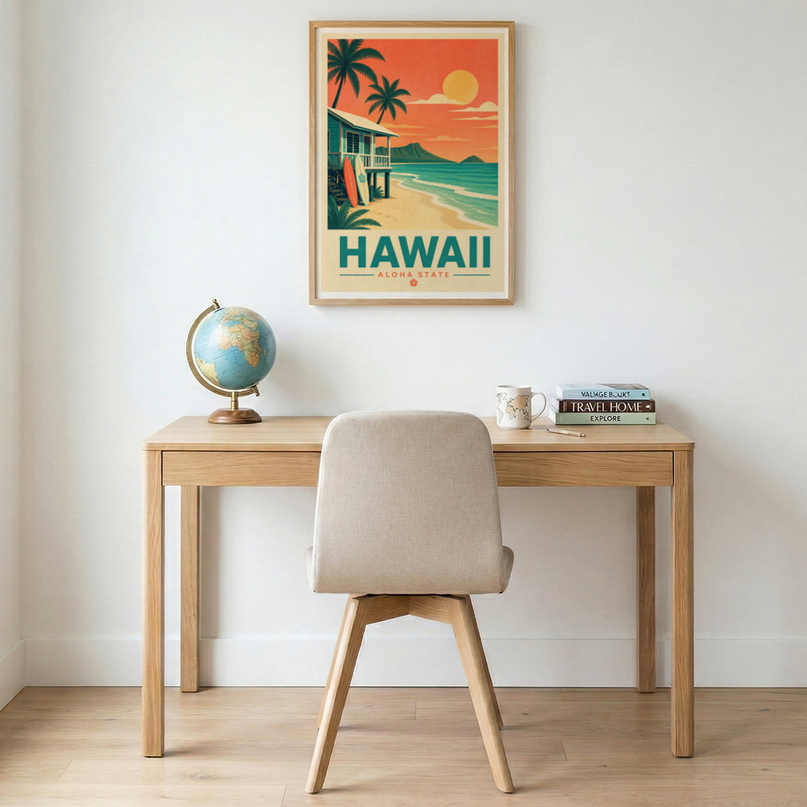affiche hawai deco style bord de mer
