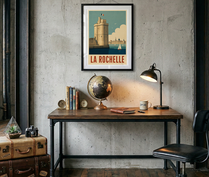 affiche la rochelle vintage tour saint nicolas