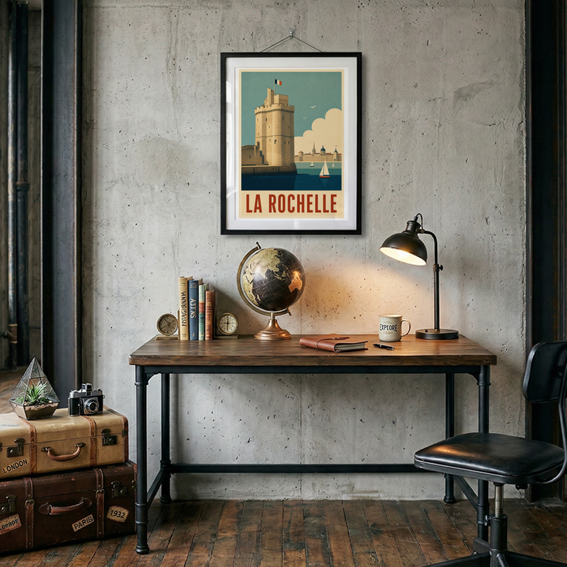 affiche la rochelle vintage tour saint nicolas