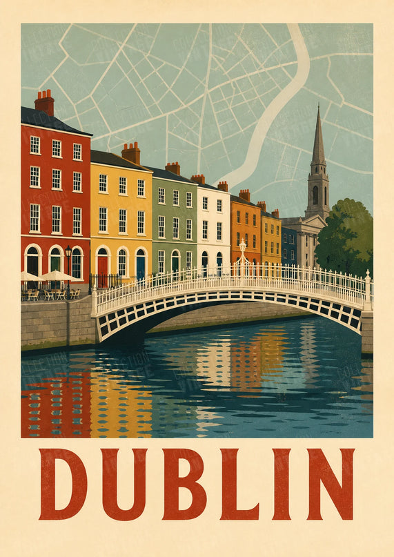 affiche dublin déco murale salon vintage