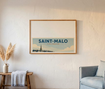 affiche saint malo vintage mer et voiliers
