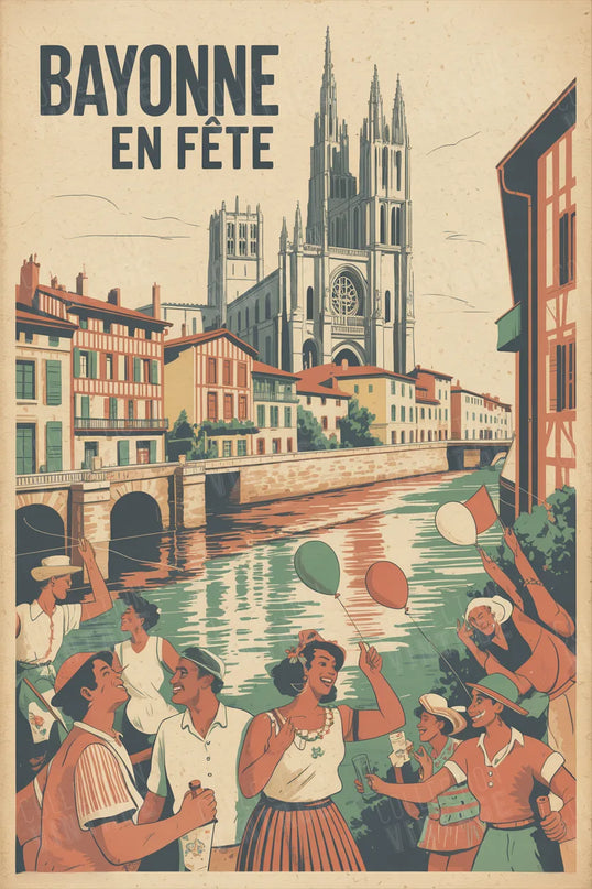 affiche bayonne style minimaliste vintage