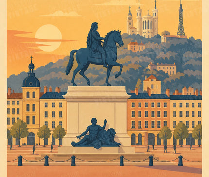 affiche lyon vintage place bellecour