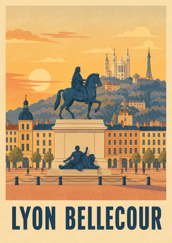 affiche lyon vintage place bellecour