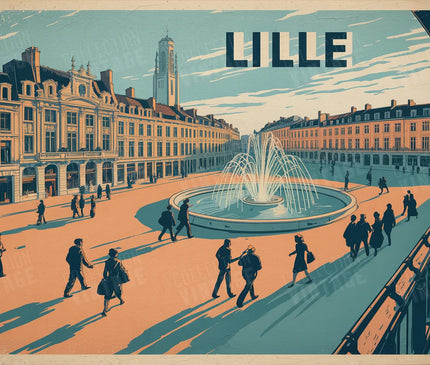 affiche lille aquarelle vintage