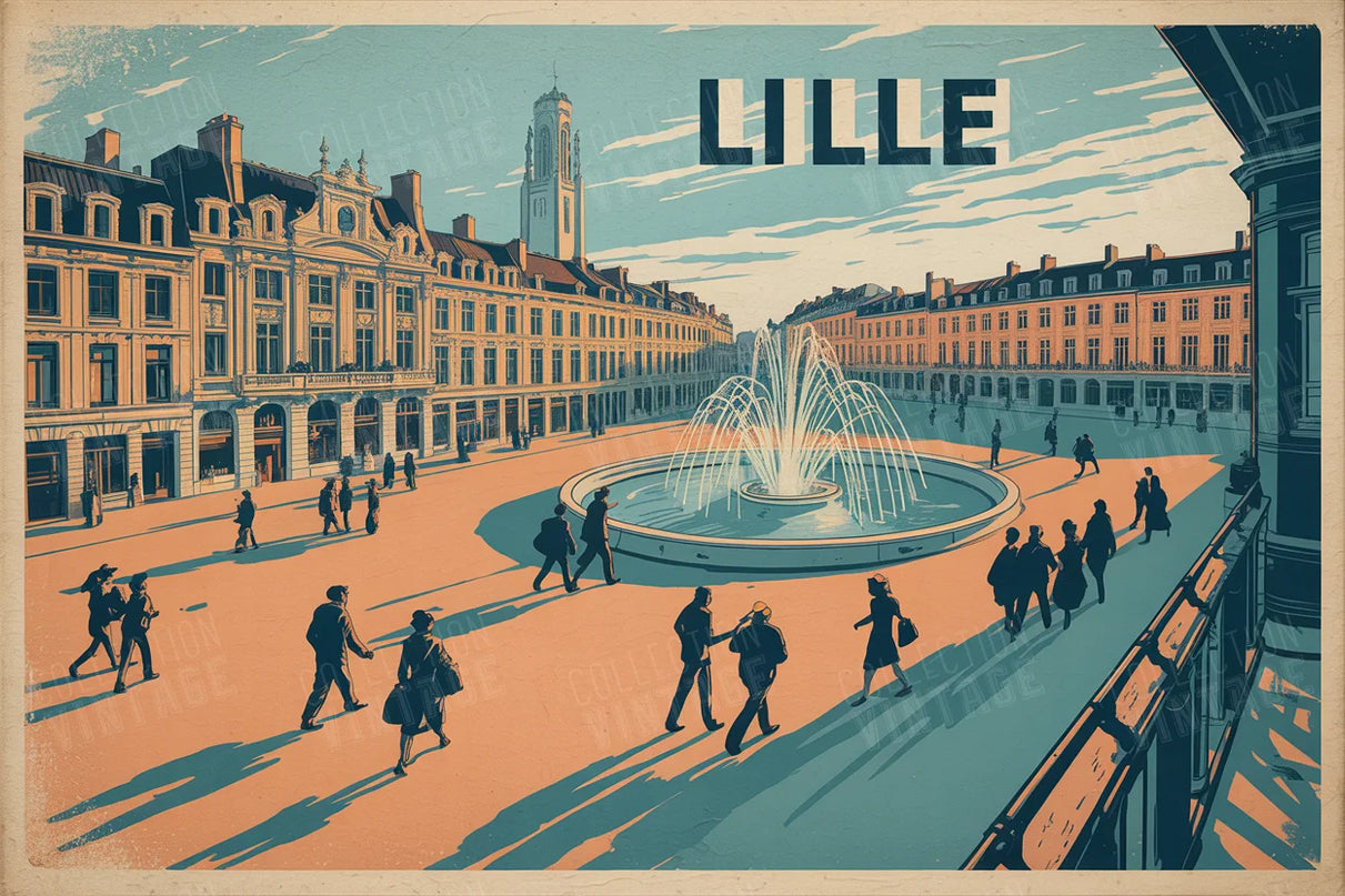 affiche lille aquarelle vintage