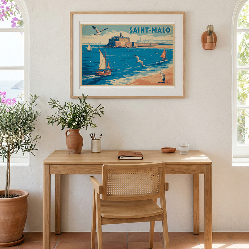 affiche saint malo vintage style affiche touristique