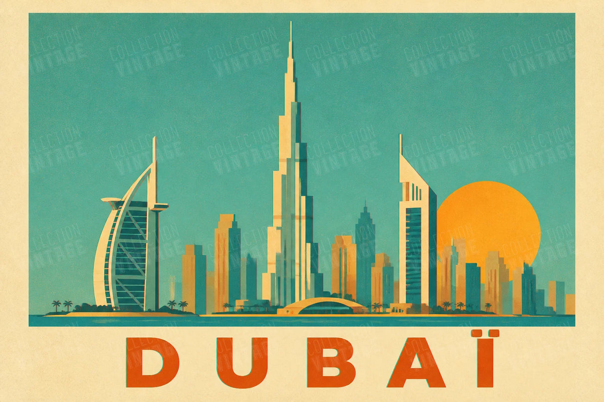 affiche dubaï décoration salon vintage