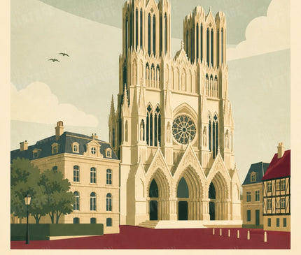 affiche reims illustration style voyage