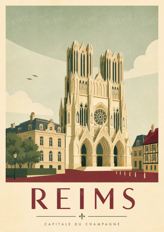 affiche reims illustration style voyage