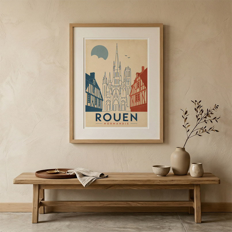 affiche rouen dessin ligne continue