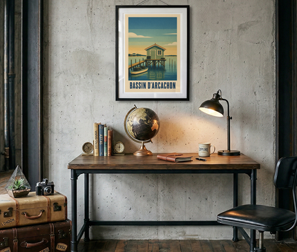 affiche bassin d'arcachon cabane ostricole vintage