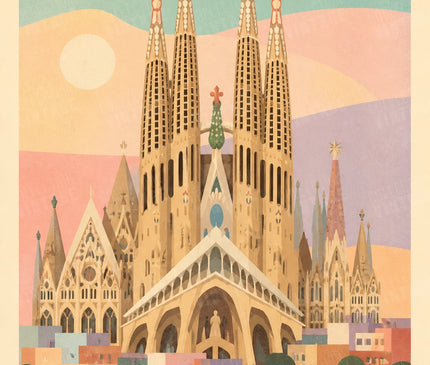 affiche sagrada familia pastel