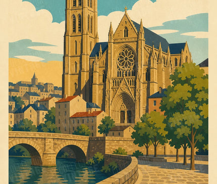 affiche vintage limoges cathédrale saint etienne
