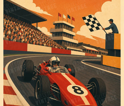 affiche grand prix f1 style garage retro