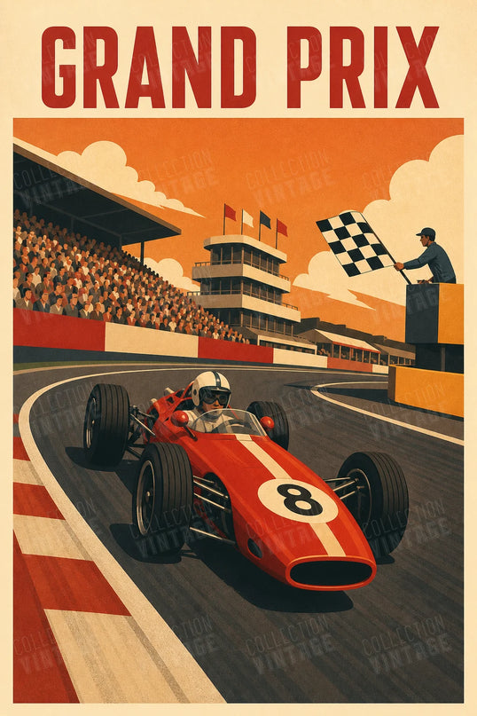affiche grand prix f1 style garage retro