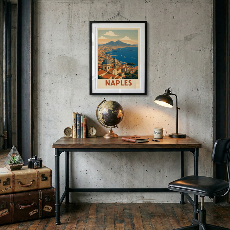 affiche naples vue panoramique