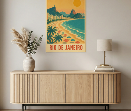 affiche plage rio de janeiro rétro