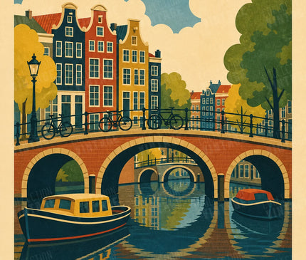 affiche amsterdam vintage série de ponts