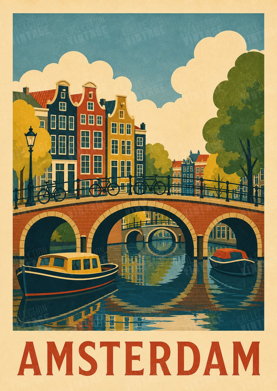 affiche amsterdam vintage série de ponts
