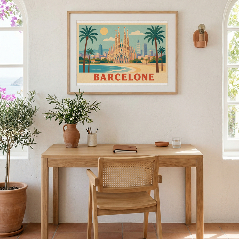 affiche barcelone aquarelle