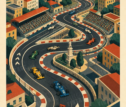 affiche illustration vue aerienne circuit urbain