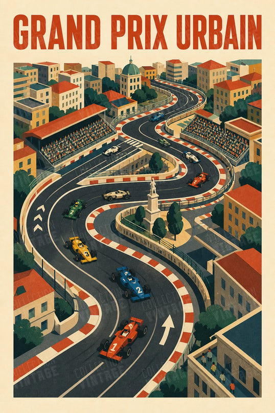 affiche illustration vue aerienne circuit urbain