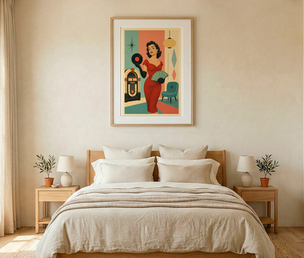 Affiche allure rétro fifties femme au charisme glamour
