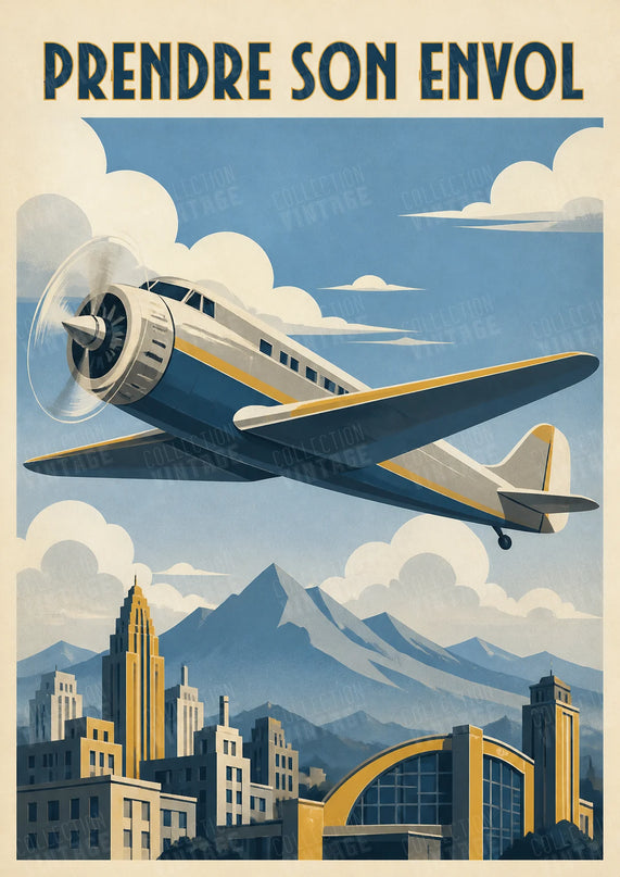 poster avion deco industriel vintage